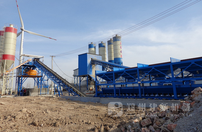 江蘇鹽城HZS60混凝土攪拌站現場(chǎng)案例